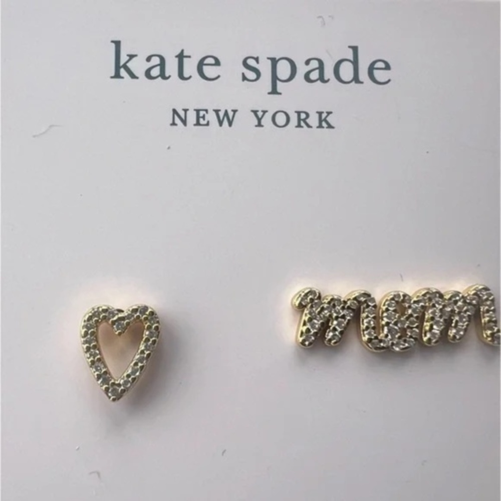 kate spade::MOM Heart Cubic Zirconia Pavé Mismatched Stud Earrings::Mother's Day